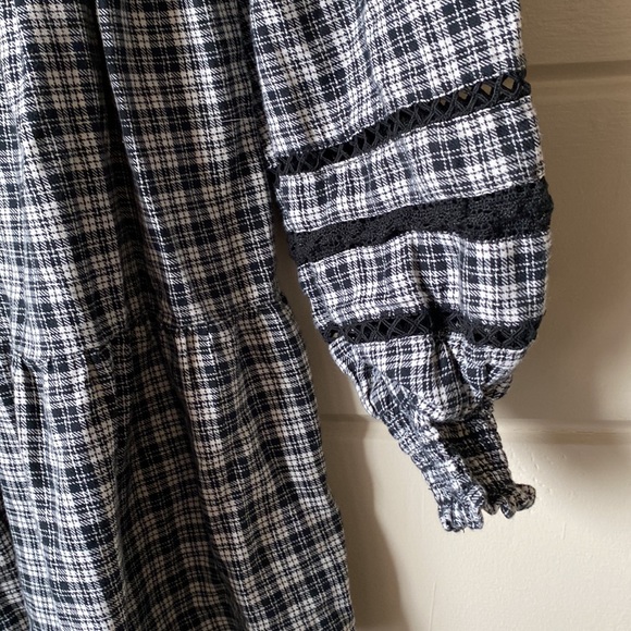 AE Plaid Long-Sleeve Smocked Mini Dress Size SP - Picture 8 of 11